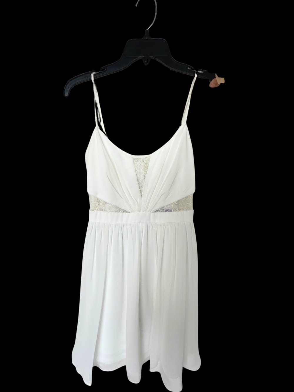 Hailey Logan Adrianna Papell White Lace Sheer Mini Dress | Size S